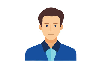 Illustration of a young man in a blue suit and light shirt