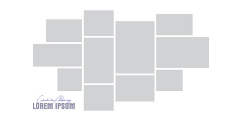 Pictures or photos frame collage layout abstract photo frames and digital photo wall template