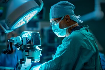 Surgeon performing surgical operation in operating room
