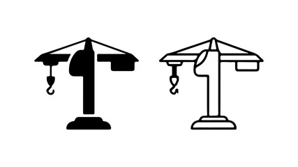 Construction crane outline with transparent background