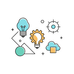 Abstract concept icons representing ideas and technology
