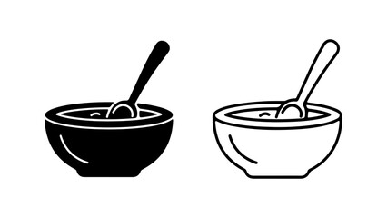 Bowl of food with spoon with transparent background