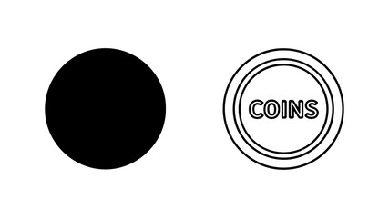 Coin symbol and coins outline with transparent background