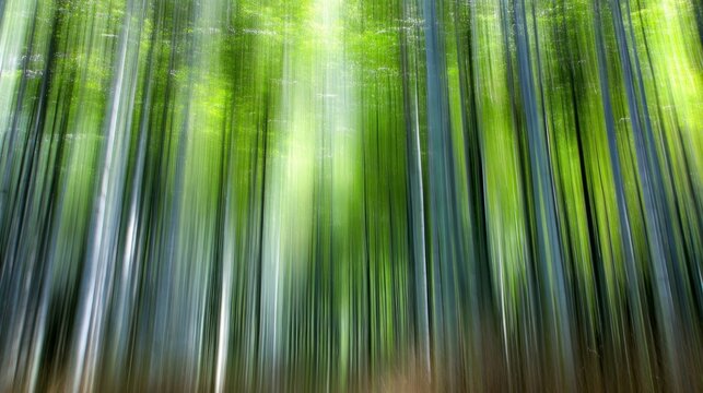 clacking. Bamboo stalks swaying and clacking in forest breeze with filtered daylight and motion blur. gardening catalogs, home-decor guides, designed for home decor and floral branding.
