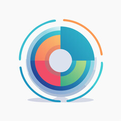 Vibrant Circular Diagram with Colorful Sectors and Concentric Rings for Data Visualization
