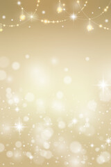 キラキラきれいな、オーナメント背景 ( クリスマス　フレーム　ポストカード　メッセージカード　ゴールド　金色　きらきら )