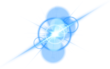 Vibrant blue glow PNG with luminous highlights and shining flares. Elegant sparkle creates futuristic visual energy. Ideal for stage light, abstract design, or festive compositions.