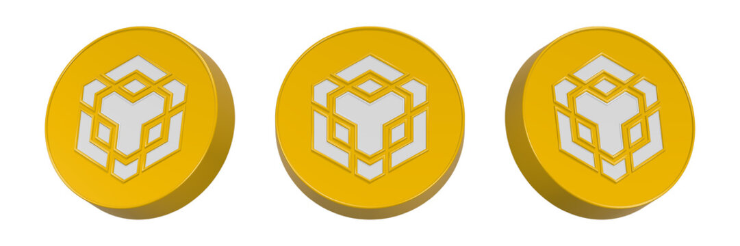 bnb set coin icon logo cryptocurrency 3d rendering