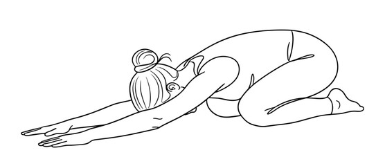 Balasana yoga woman lying against white background