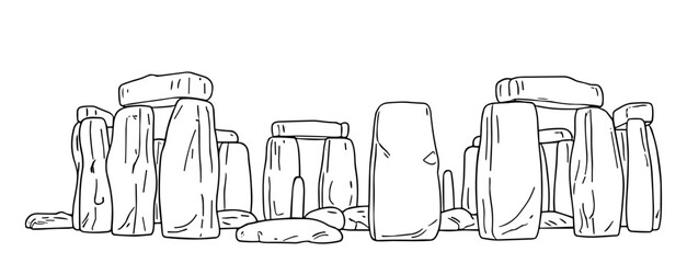 Stonehenge line art in black and white