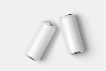 Two Customizable Beverage Cans Presented on a Minimalist Background