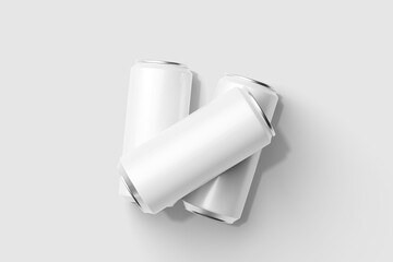 Three Beverage Cans Mockup Displayed on a Minimalist Surface