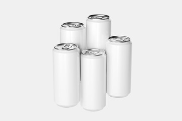 Group of Diverse Beverage Cans Showcasing Customizable Mockup Designs