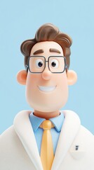 Fototapeta premium Smiling Doctor in White Coat and Glasses.