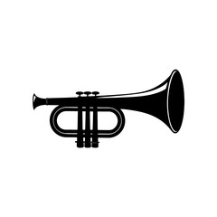 Fototapeta premium Illustration of a black trumpet art on transparent background silhouette