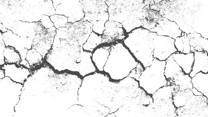 Obraz premium Surface cracks and fissures in ground, concrete, crevices from disaster top view. crack white concrete wall texture. 