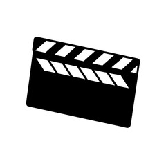 Isolated black and white clapperboard on transparent background silhouette