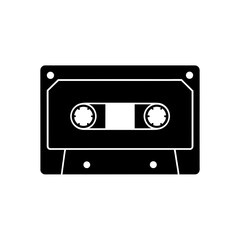 Obraz premium Black cassette tape simple graphic on transparent background silhouette