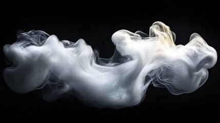 Fototapeta premium Swirling white smoke or vapor with soft, flowing patterns against a black background creating a mysterious and ethereal atmosphere