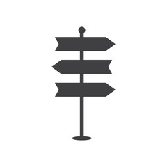 Signpost with three arrows pointing
