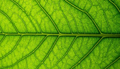 Close up macro of green leaf texture showing natural detailed pattern and organic background for eco concept