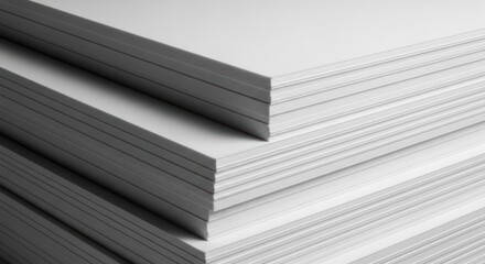 Stacks of White Paper Clean Stationary Background Minimalist Style
