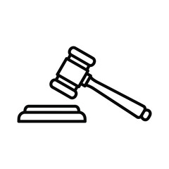 Illustration of a gavel, symbolizing law, justice, and legal proceedings in a simple and clean design