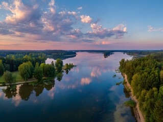 Tranquil Waters Reflect Sunset's Gentle Sky Hues