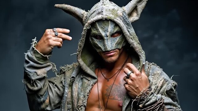 A man in a hooded sweatshirt with a mask on his face