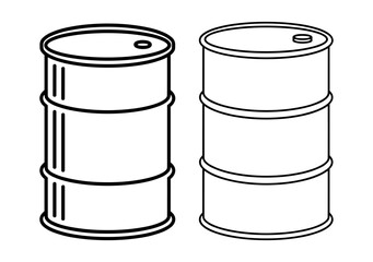 oil barrels in line art style in black and white