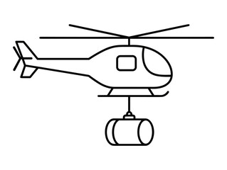 Helicopter in Line Art Style in Black and White Colors