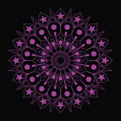 Pink and blue mandala vector pattern with floral ornament for seamless fabric design