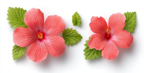 picture of a Hibiscus with a red flower head on a transparent background