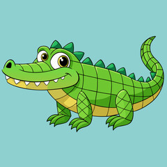 Cute cartoon alligator with big eyes and a friendly smile