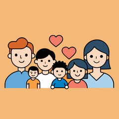 Obraz premium Happy family illustration with hearts