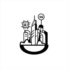 Smart city design illustration with line style
