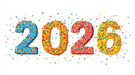 Celebration greeting card banner for Happy New Year 2026, featuring a joyful and colorful design with falling confetti on a festive background for the holiday event and upcoming season