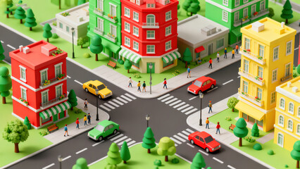 Whimsical Cartoon Colorful City Illustration