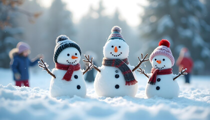 merry chritsmas snowman in ice mountain celebration