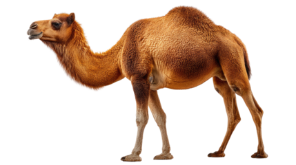 Majestic Camel Silhouette: An elegant dromedary stands tall, embodying resilience and grace, with a detailed profile against the sand.