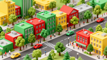 Whimsical Cartoon Colorful City Illustration