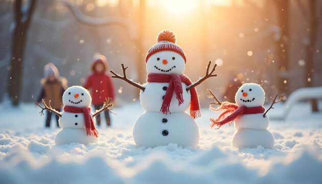 merry chritsmas snowman in ice mountain celebration