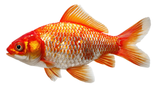 Golden Grace: A close-up shot of a goldfish, its scales shimmering with iridescence, glides elegantly.