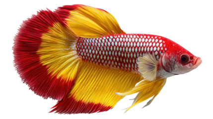 Celestial Betta: A vibrant betta fish in a kaleidoscope of colors gracefully glides through the water, its flowing fins creating an ethereal dance.