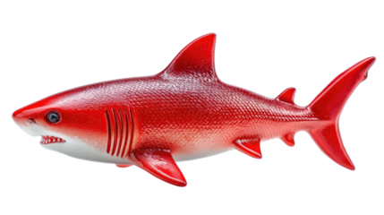 Red Shark: A vivid, crimson-hued shark, presented in striking detail, ready to make a statement.
