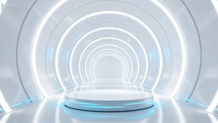 Obraz premium Futuristic White Sci - Fi Tunnel