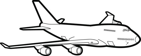 Airplane Drawing for Coloring Book or Logo Design