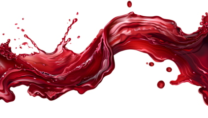 red wine splash wave isolated on a transparent background, cutout png file in png format with a white color background