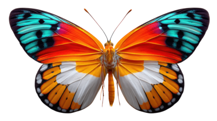 Butterfly in Full Display: A stunning butterfly, its wings a canvas of vibrant hues and intricate patterns, showcasing the delicate beauty of nature.