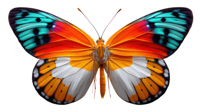 Butterfly in Full Display: A stunning butterfly, its wings a canvas of vibrant hues and intricate patterns, showcasing the delicate beauty of nature.